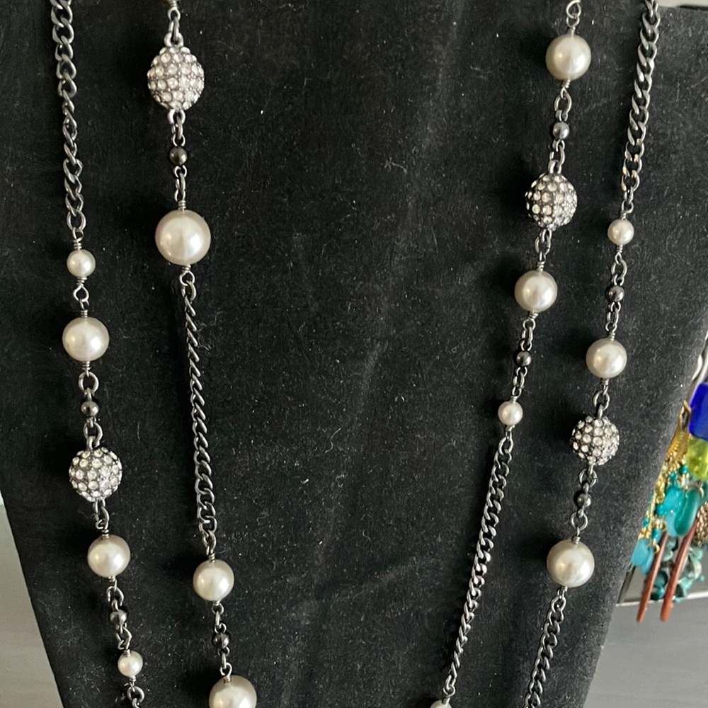 J.Crew Silver and grey  pearl Necklace